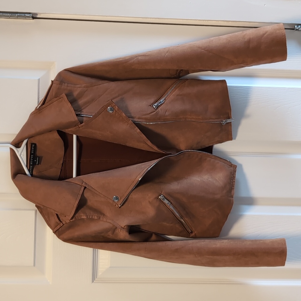 Brown Faux Suede Moto Jacket Size XS/S